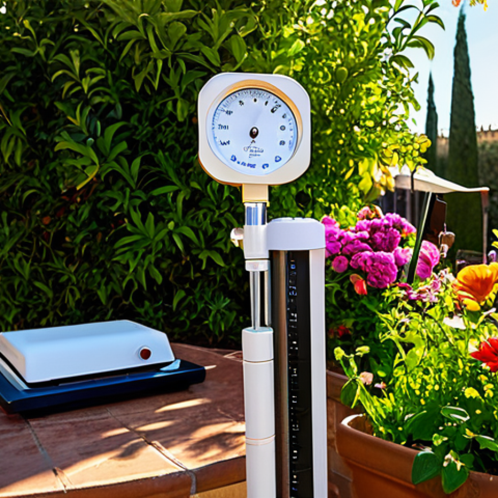 기후변화 관측 참여를 위한 실행 계획 수립 - Backyard Weather Station**
"A vibrant backyard garden featuring a home weather station. Focus on a ...