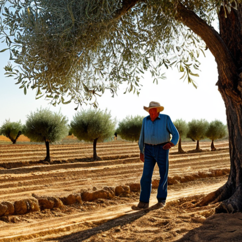 기후변화 관측 데이터의 활용 방안 - Adapting Agriculture**
"A sun-drenched field in La Mancha, Spain, showcasing almond and olive trees...