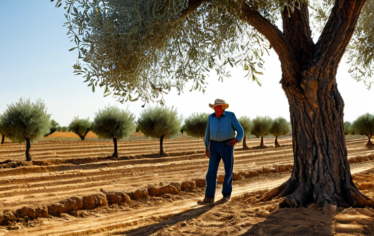 기후변화 관측 데이터의 활용 방안 - Adapting Agriculture**
"A sun-drenched field in La Mancha, Spain, showcasing almond and olive trees...